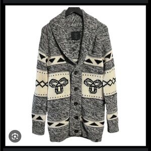 TNA Gray and Cream Knit Cardigan